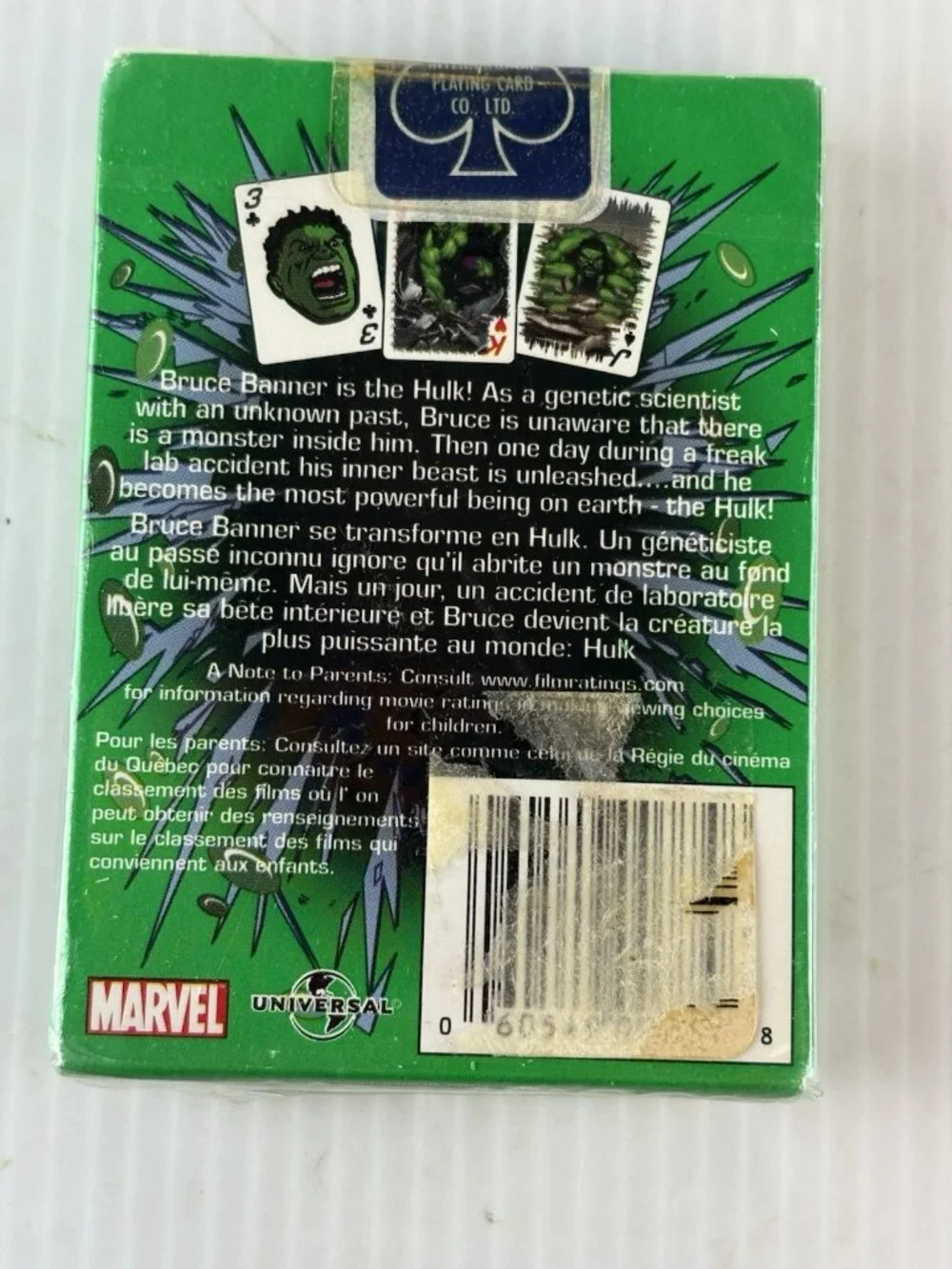 Vintage Sealed Bicycle Incredible Hulk Playing Cards Marvel 2003